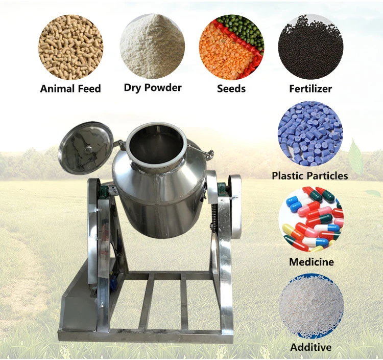 Small Poultry Feed Stainless Steel Blender Rotating Drum Powder Mixer