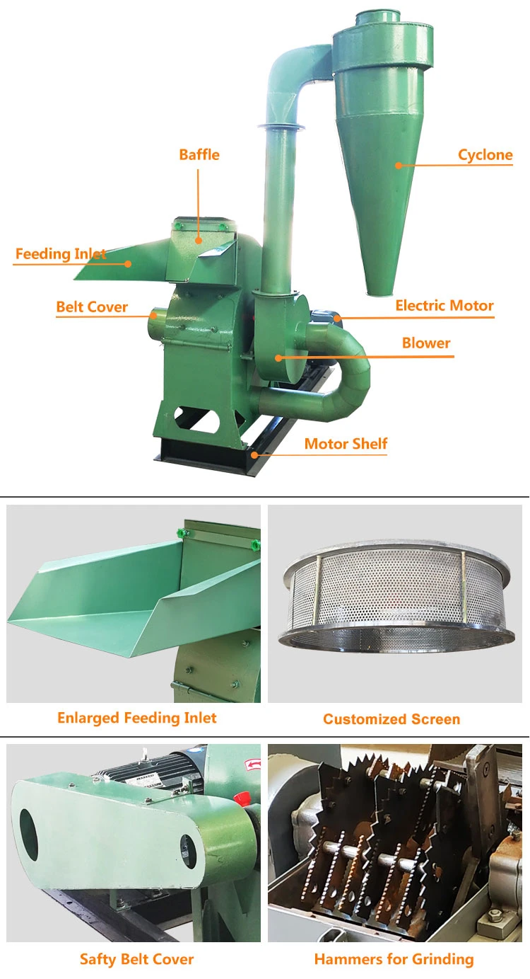 Grain Grass Rice Husk Hammer Mill Feed Machines for Feed Production